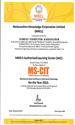 Certificate of MKCL 2013 Rahimatpur